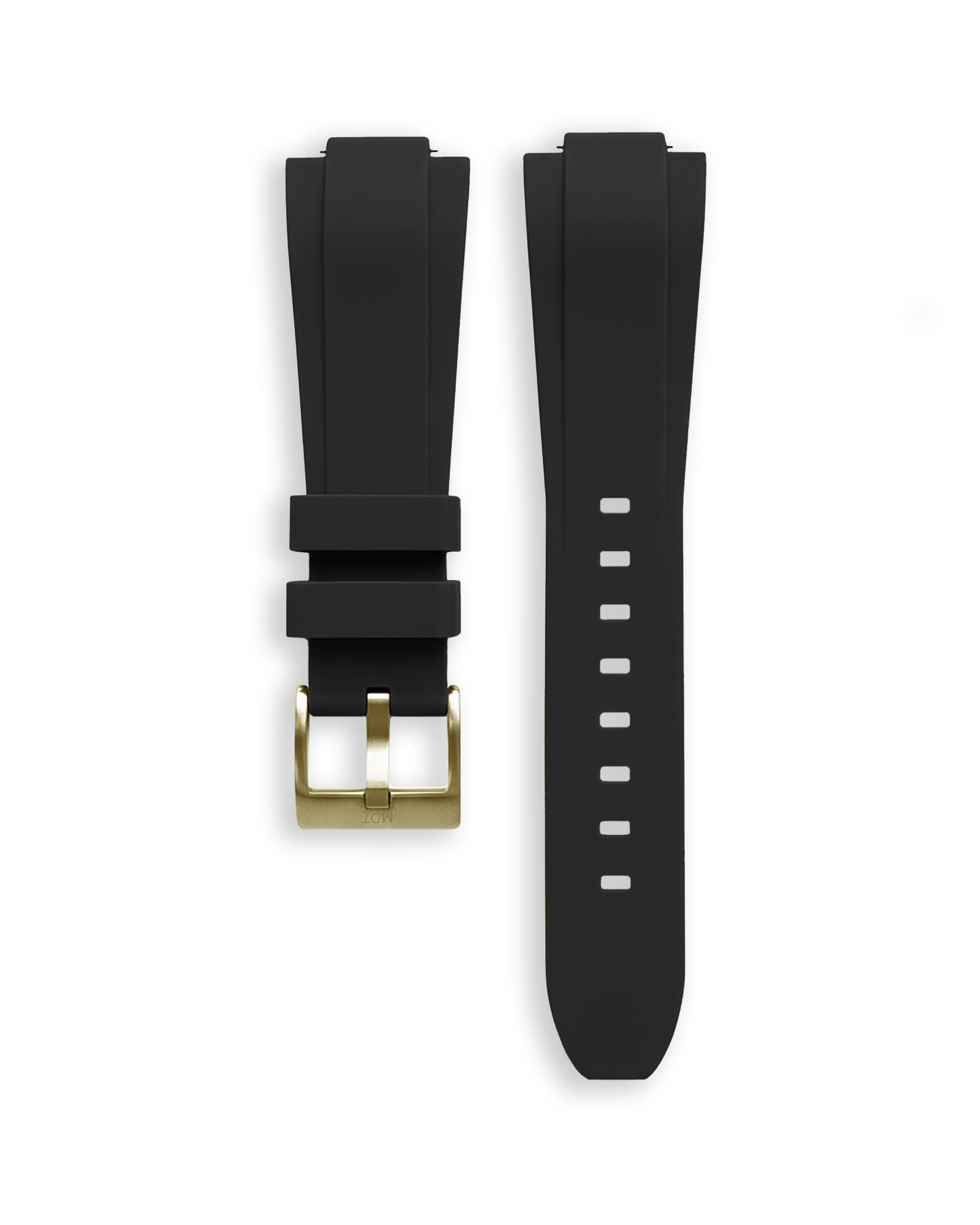 14mm Black Bracelet - Yellow Gold Steel Buckle