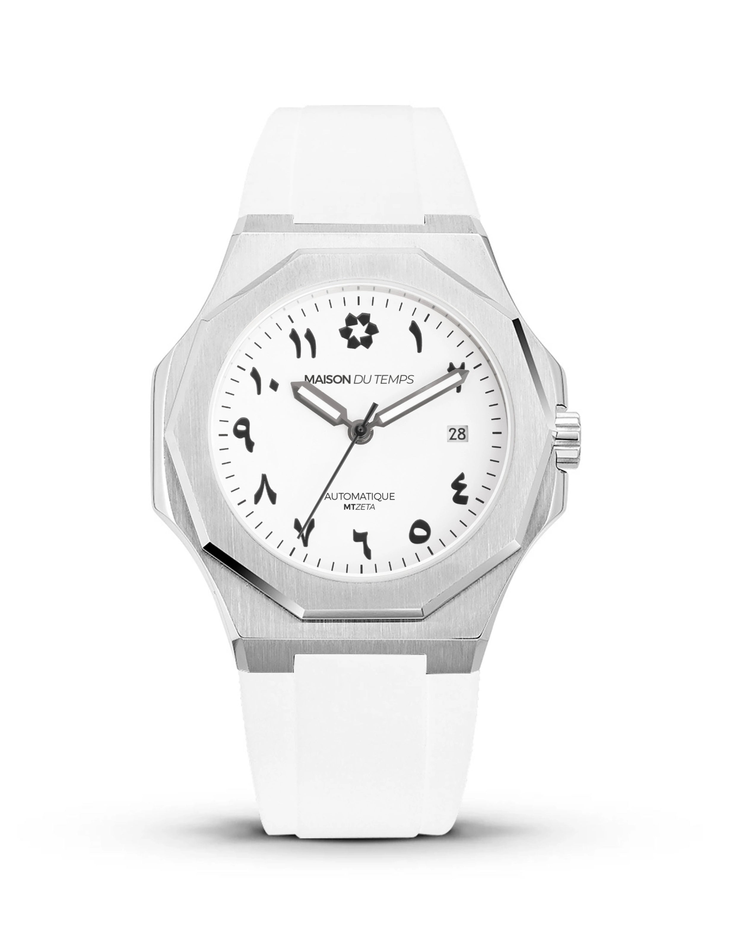 MTZeta Arabic White with White Silicone Strap