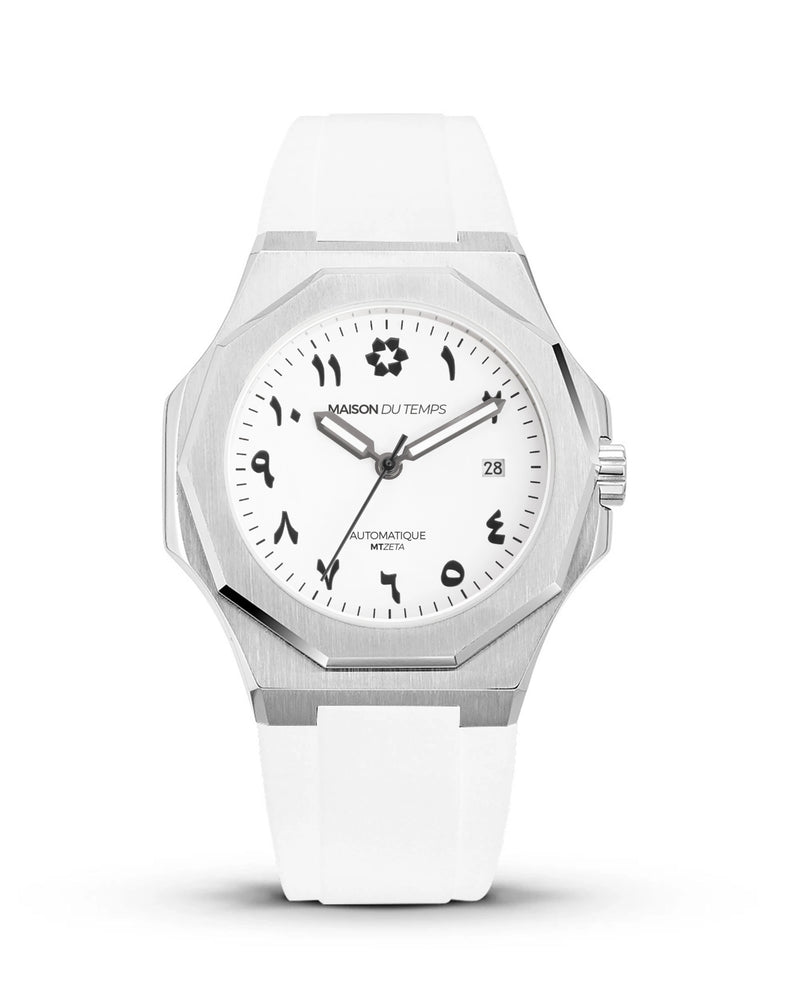 MTZeta Arabic White with White Silicone Strap