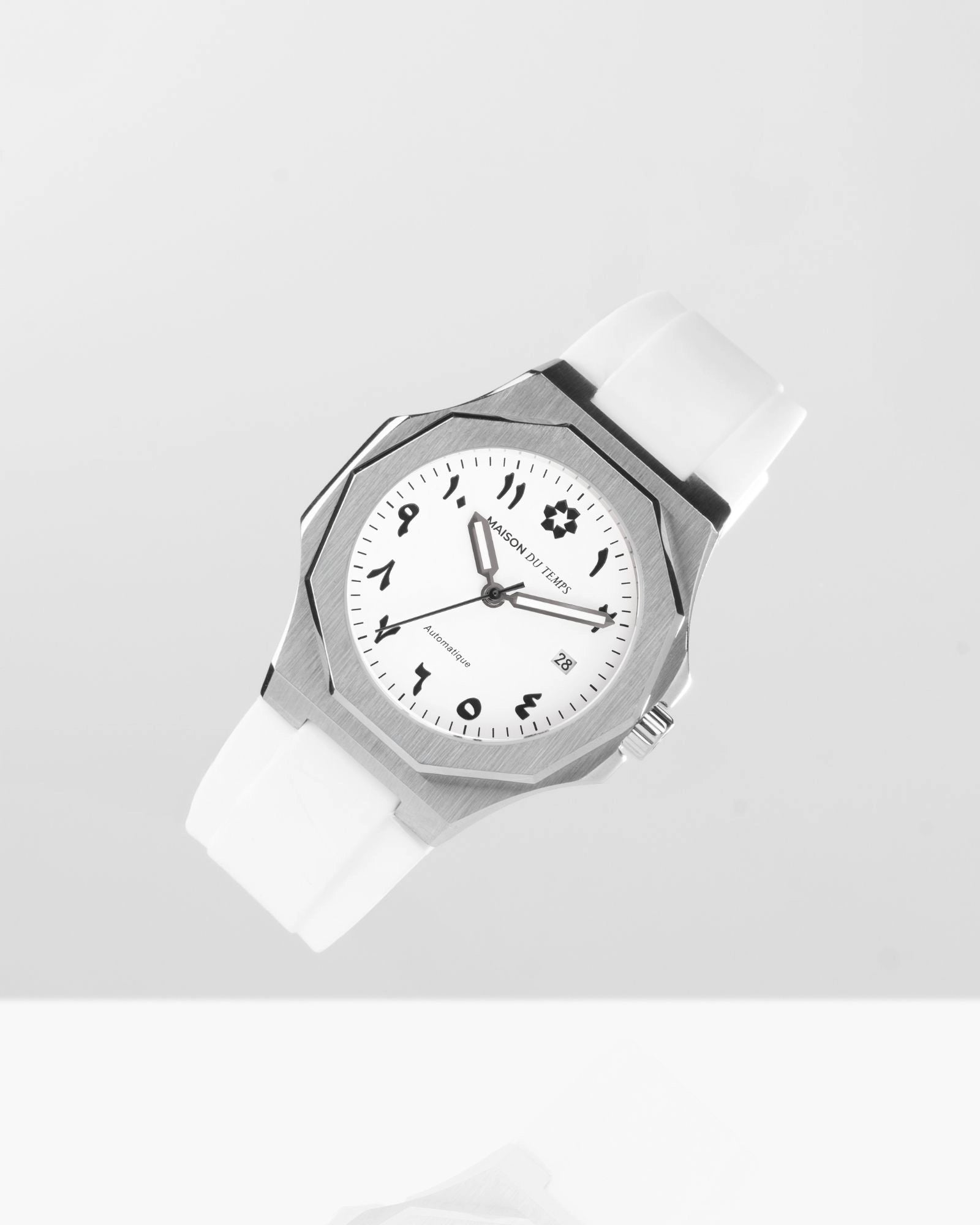 MTZeta Arabic White with White Silicone Strap