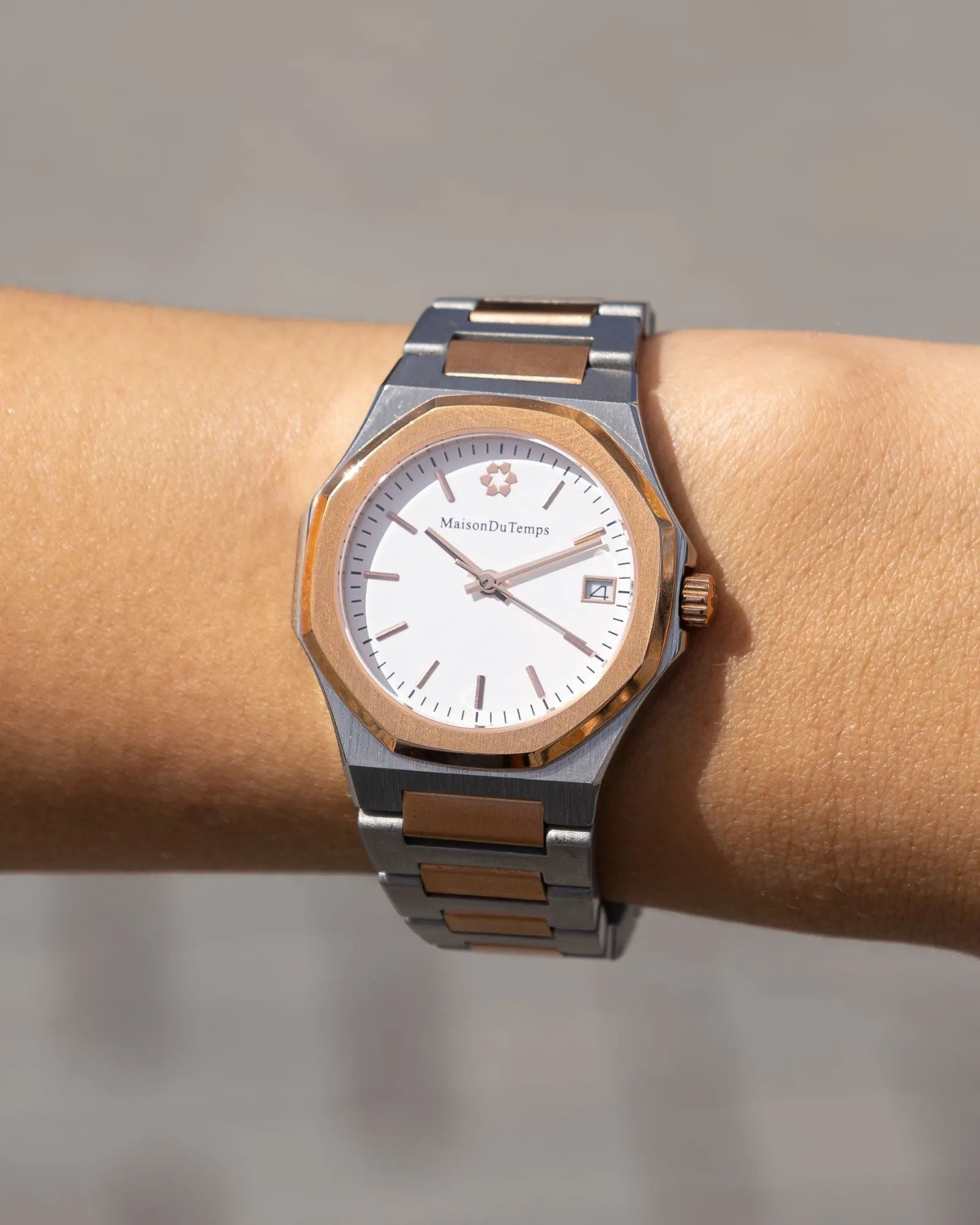  Montre MTGamma Femme Or rose et acier 34mm Quartz Miyota - MaisonDuTemps 